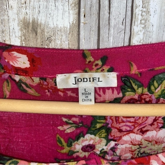 Jodifl Pink Button Neck Floral Tunic Dress - Picture 6 of 6